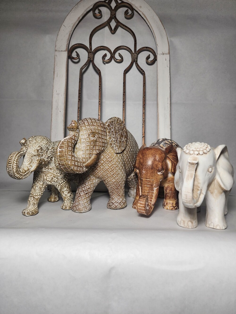 Decorative Elephant Figurine Set - Multi-Tone/Neutral